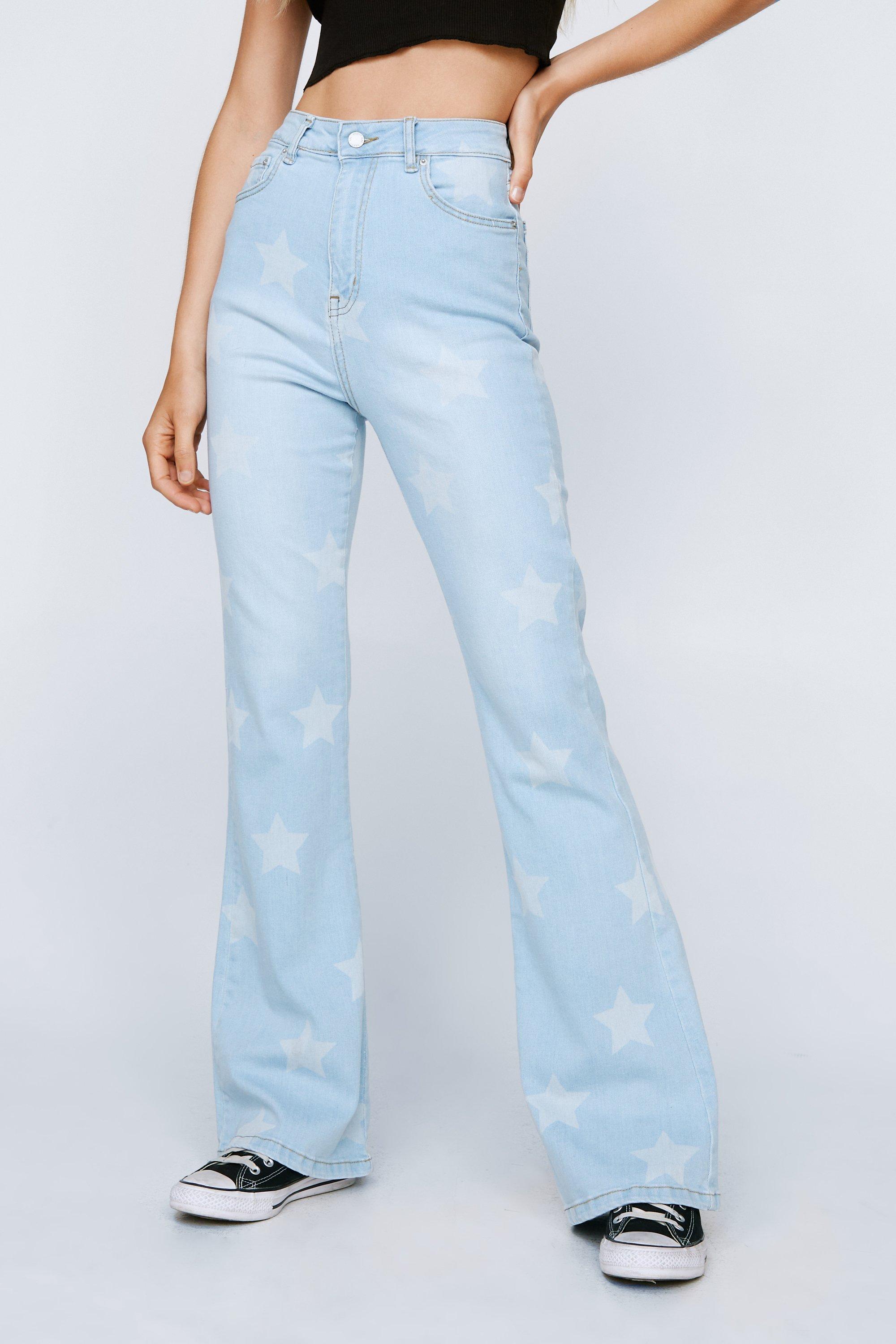 Flare jeans with cheap white stars